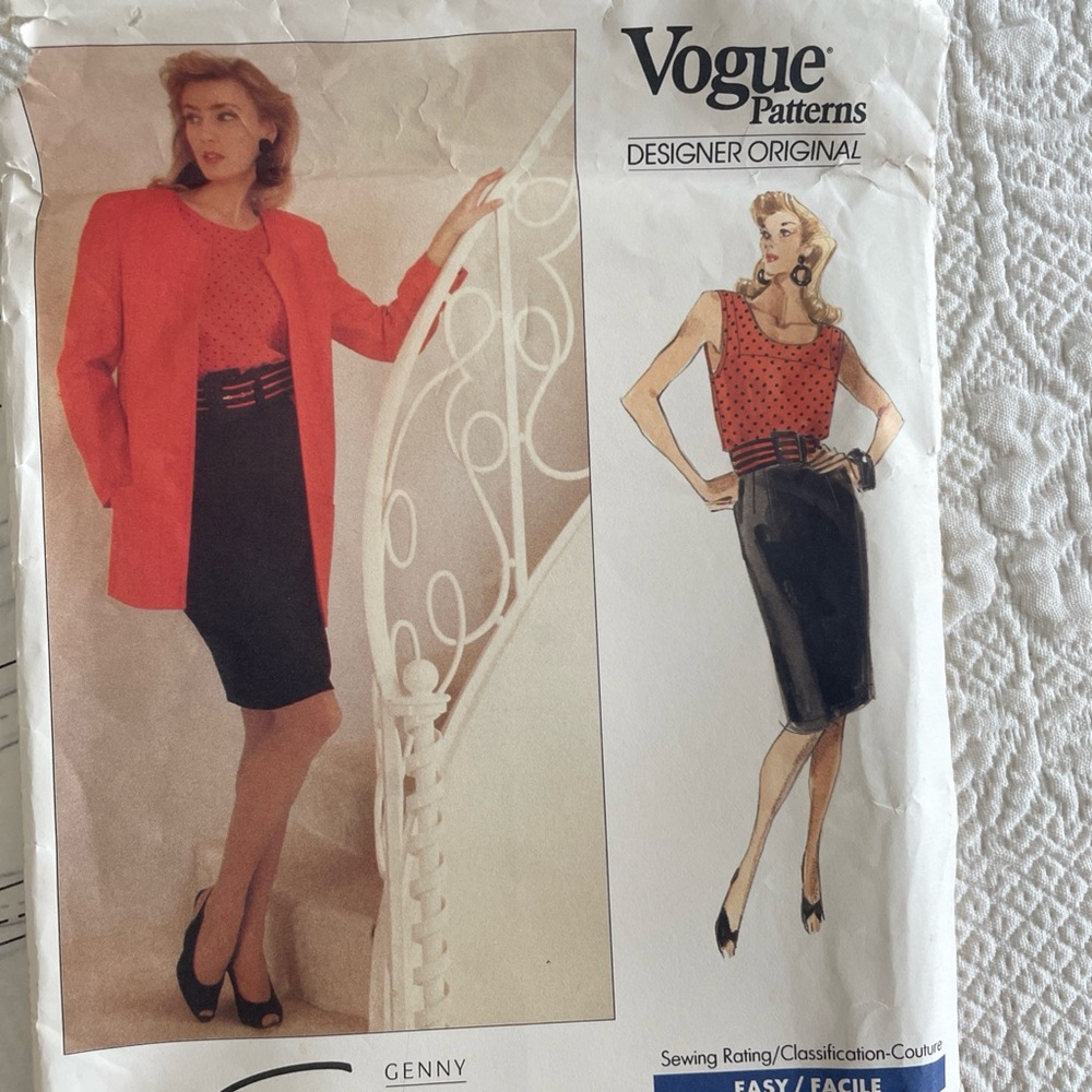 Vogue  Designer Genny Sewing Pattern For Jacket, Skirt, Top  Size 8,10,12